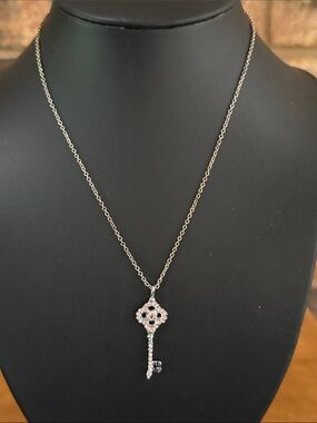 Premier Designs Key to My Heart silver tone rhinestone dainty chain necklace